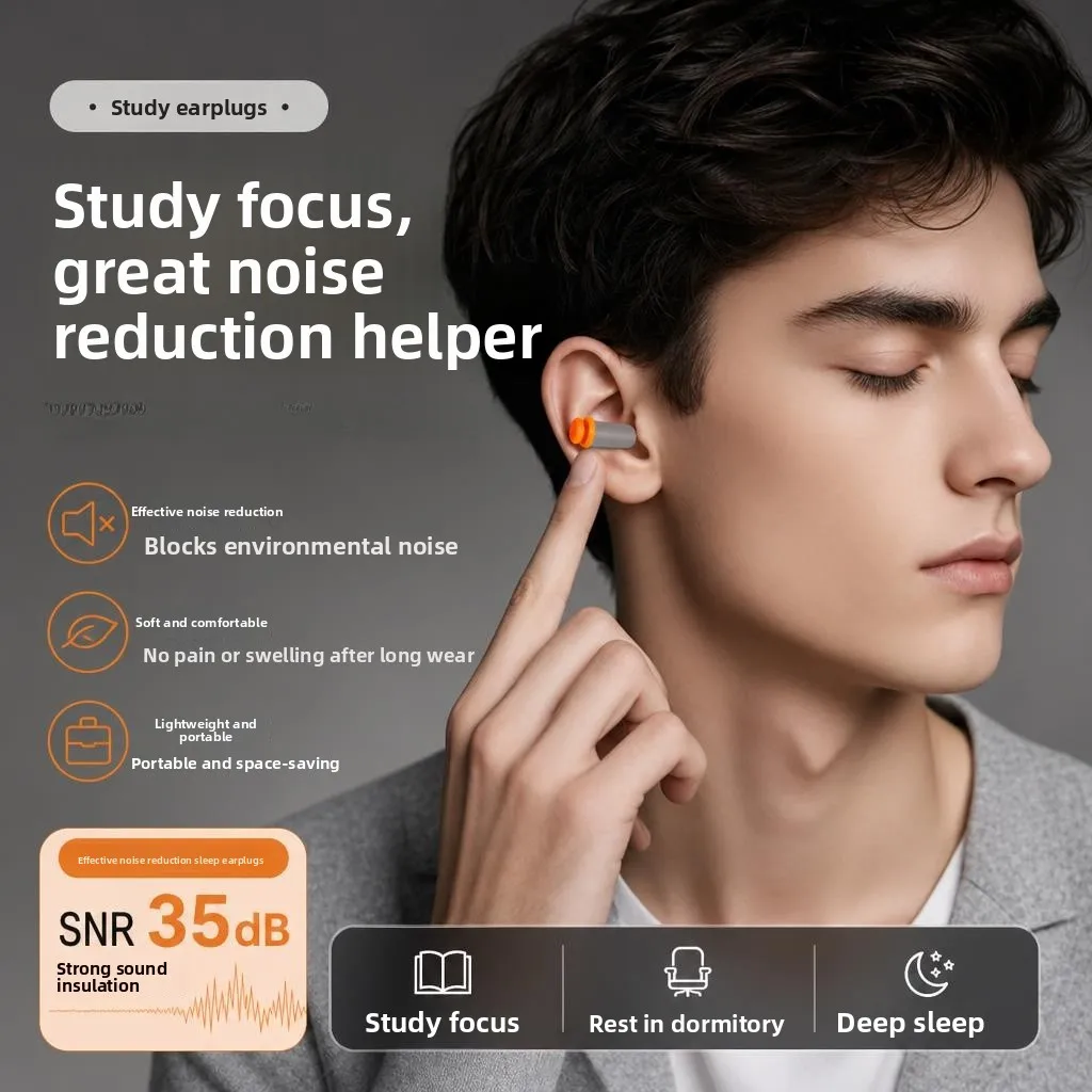 

Silicone Earplugs for Studying And Sleeping High School Students Super Soundproof Side Sleeping No Sensation Slow Rebound