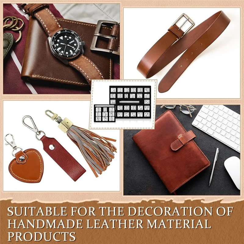 ABPR-Leather Stamping Tools Including Alphanumeric Capital Letter Craft With Punching Tools For DIY Leather Marking