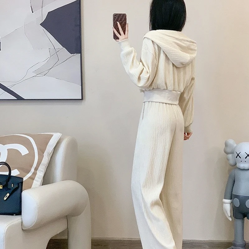 Fashionable Sporty Two-Piece Set Complete Outfit Spring 2023 Women\'s Casual Wear Comfortable Long Pants Stylish Sweatshirt