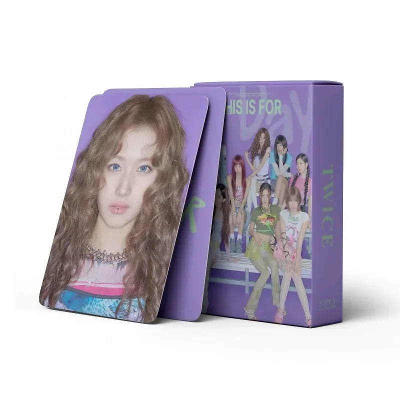 Pop 55PCS TWICES Holographic Laser Glitter Lomo Cards HD Shiny Mini Collectible Photo Cards Anime Idol Fan Collection Decor Gift - view 2