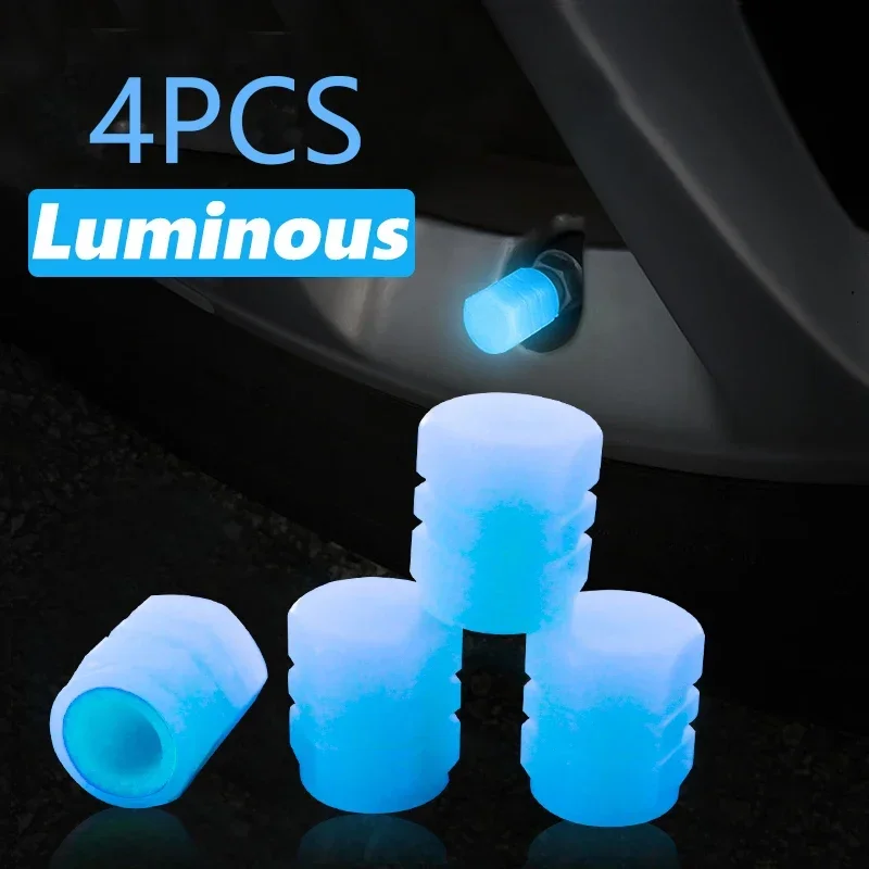4-20PCS Leucht Auto Reifen Ventil Kappe Fluoreszierende Nacht Leuchtende Dekor Motorrad Fahrrad Rad Düse Staubdicht Reifen Ventil stem Kappen