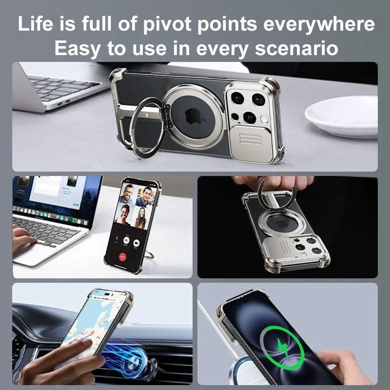 Oatsbasf Magsafe Magnetic Phone Case for iPhone 16 15 Pro Max w/ Camera Cover Shockproof Phone Bumper Wireless Charging Case