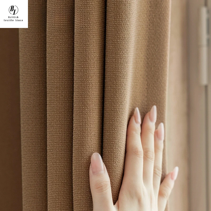

Simple Cotton Linen Blackout Curtains for Living Room Bedroom Dining Luxury Thickened Custom Thermal Insulation Window Tulle