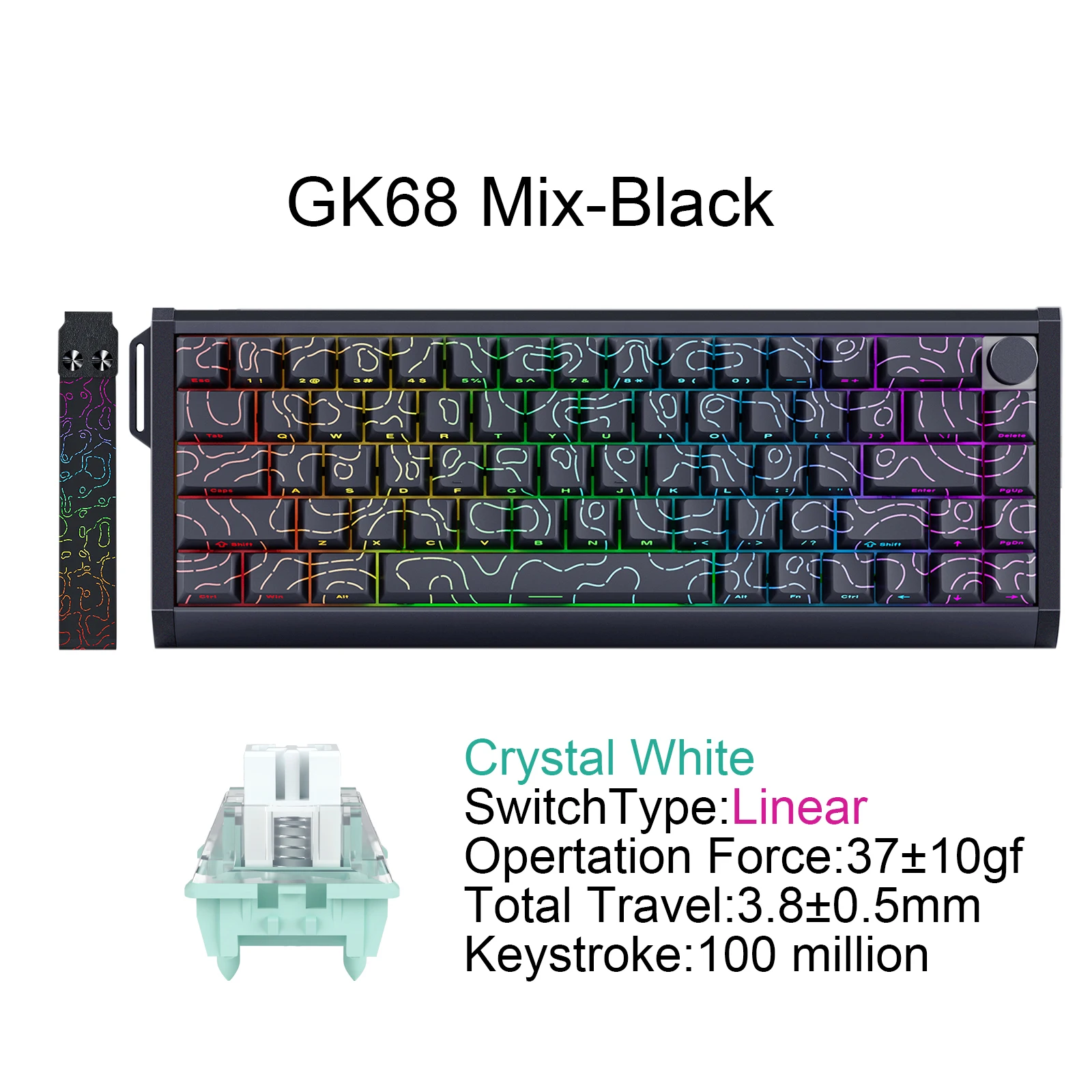 SKYLOONG GK68 Mix ワイヤレスゲーミングキーボード アルミケース 8Khz