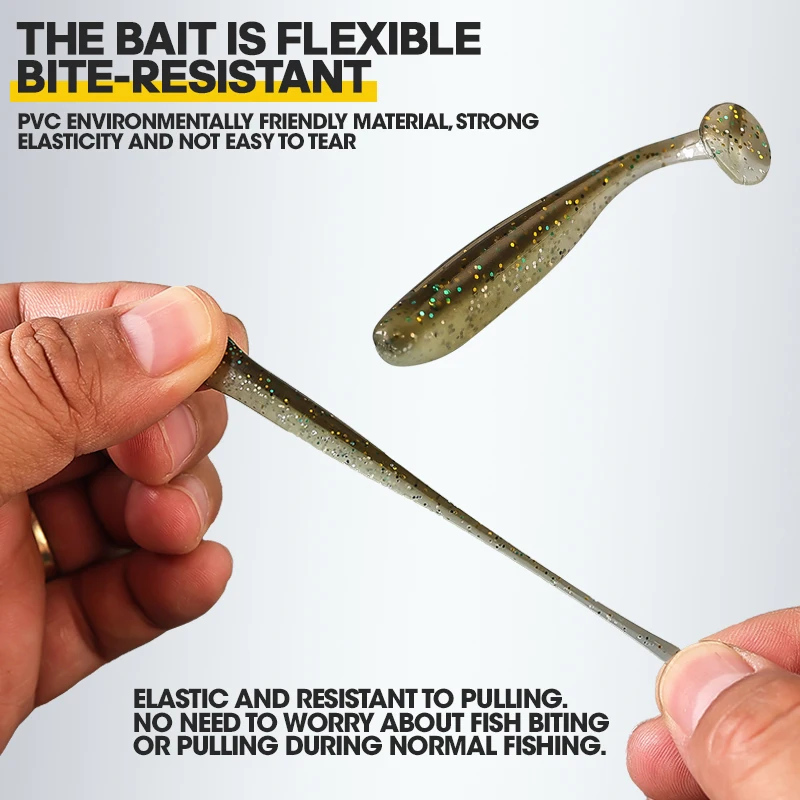 TAIYU 36pcs/Set High Quality 5 Colors Soft T-tail Fishing Lures Kit With Lead Head Hooks Outdoor Artificial Bionic Bait With Box