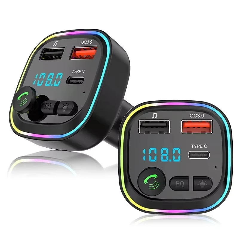 Car Bluetooth Adapter Type-C USB Car QC3.0 Fast Charger MP3 Music Player 5.0 FM Transmitter Handsfree Calling Audio Car Adapter