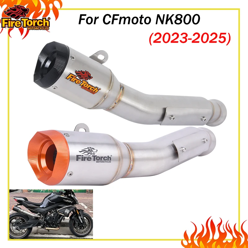 

Глушитель Slip-On для мотоциклов CFMOTO NK800 800NK 2023 2024 2025, выхлопная система, соединительная труба из нержавеющей стали, термозащитный кожух