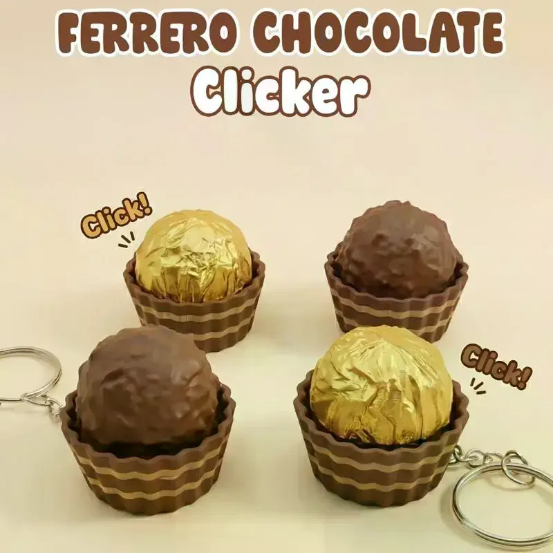 3D Simulated Chocolate Keyboard Keychain – Push-Click Fidget Toy for Stress Relief, Sensory Gift for Kids & Adults