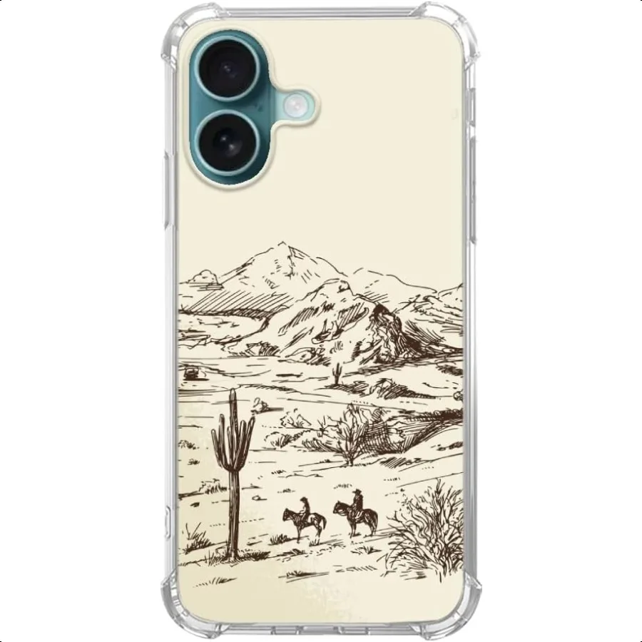

Cowboy Phone Case Compatible with iPhone 16 Wild West Landscape Phone Case for iPhone 16 Trendy Cool TPU Phone Case Cover
