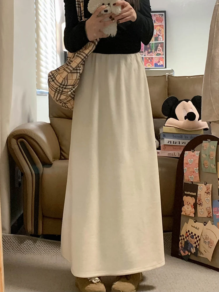 

Корейская юбка А-силуэта с высокой талией, женская, весенняя, новая, элегантная, с эластичным поясом, длинная, класса люкс, для подиума