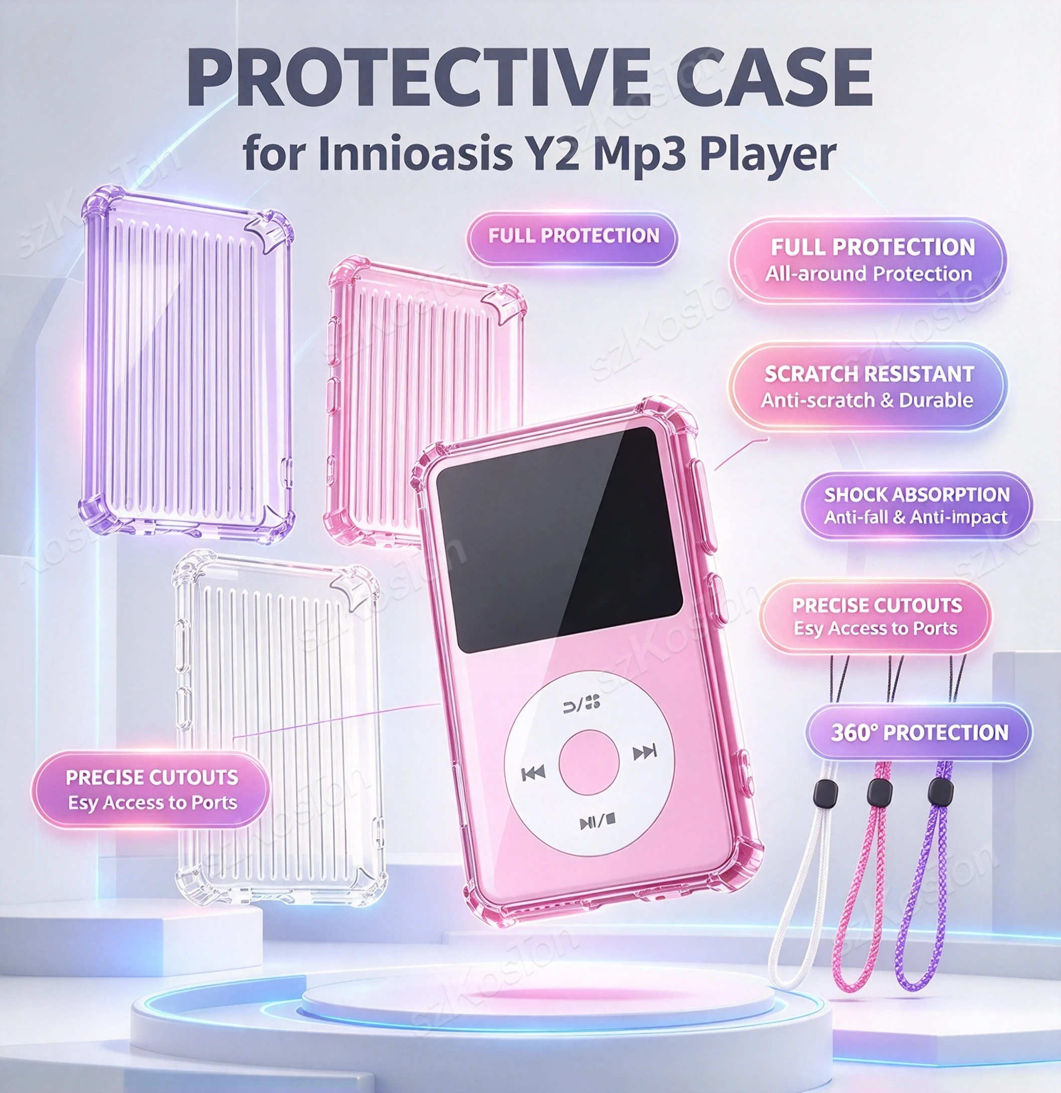 TPU Clear Protective Case for Innioasis Y2 MP3 Player Anti-Scratch Shockproof Transparent Protection Shell Cover for Y2 MP3
