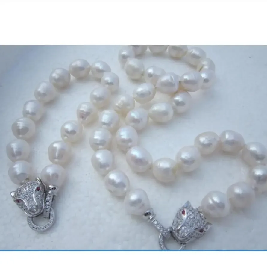 

Новый горячий БРАСЛЕТ С БЕЛЫМ ЖЕМЧУГОМ 11-13 ММ ЮЖНОГО МОРЯ БАРОККО НАБОР ОЖЕРЕЛЬЕ с леопардовой застежкой