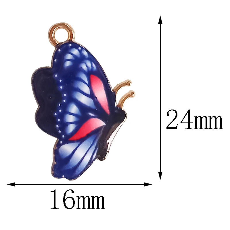 10 szt. 16*24mm 8 kolorowy ze stopu metalowa Drop olej motylkowe wisiorki biżuteria wisiorek z motywem zwierzęcym DIY bransoletka naszyjnik