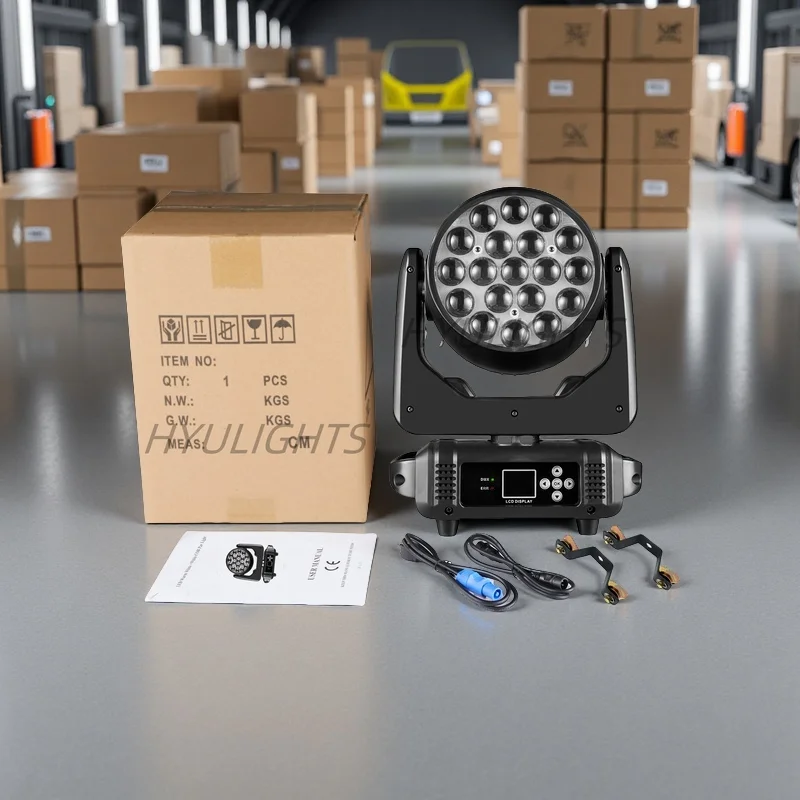 19x15W Beam Moving Head Light 4IN1 RGBW LED Wash Zoom Stage Light DMX Effect dla DJ Disco Party Concert Wedding