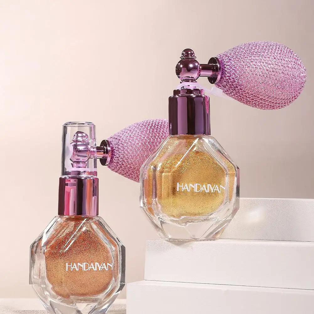 بريق رذاذ تمييز مسحوق الماس عالي اللمعان الجسم مسحوق الوجه عالية مستحضرات التجميل ضوء بريق الهواء لامعة العطر حقيبة W4B6