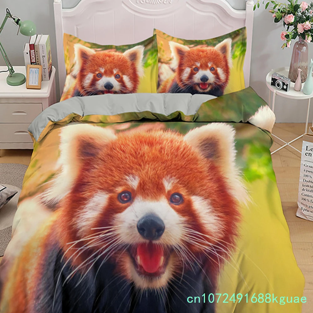 Kids Cute Animals Bedding Set Twin King For Boys Girls Teens 3D Panda Print Duvet Cover Microfiber Comforter Cover Bedroom Decor
