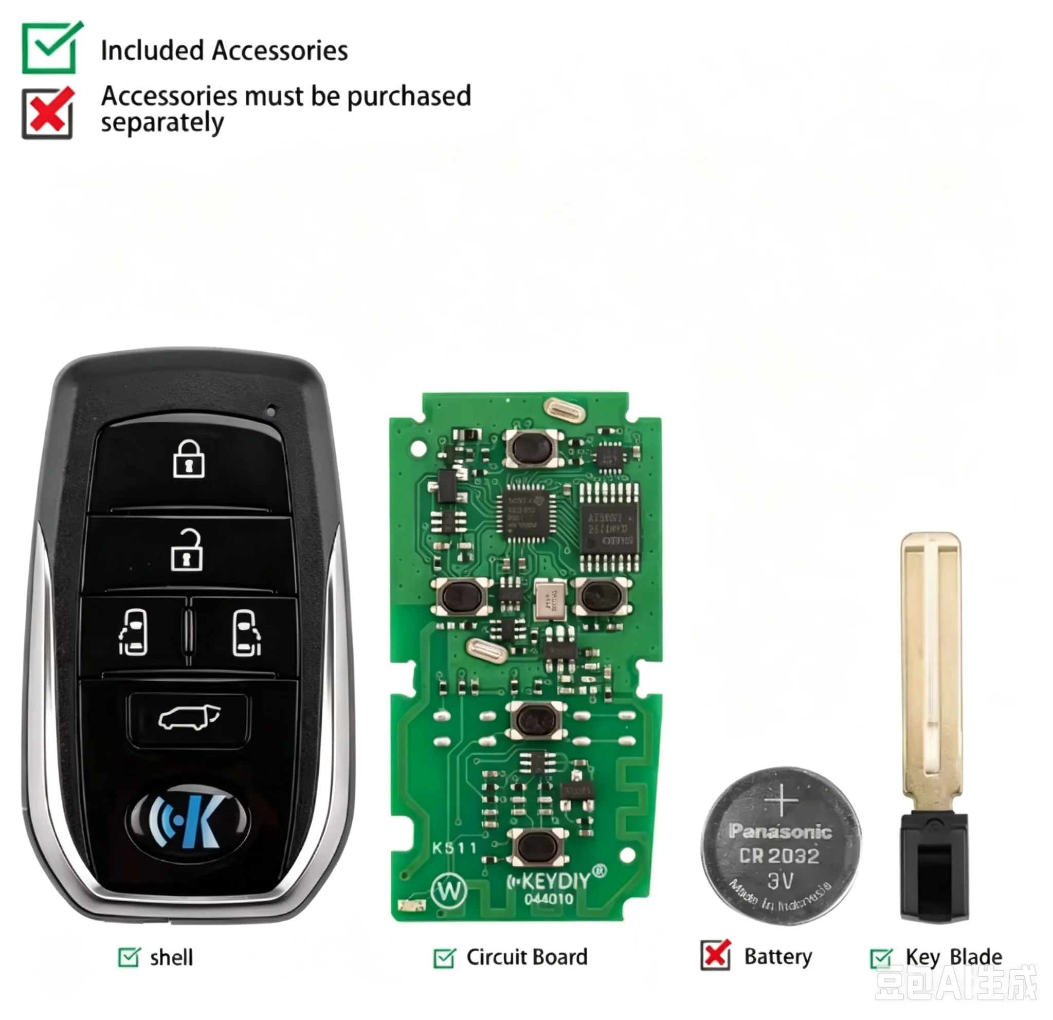 KEYDIY TIB01-5 Smart Remote Key with 4D 8A Chip for Toyota Lexus Type