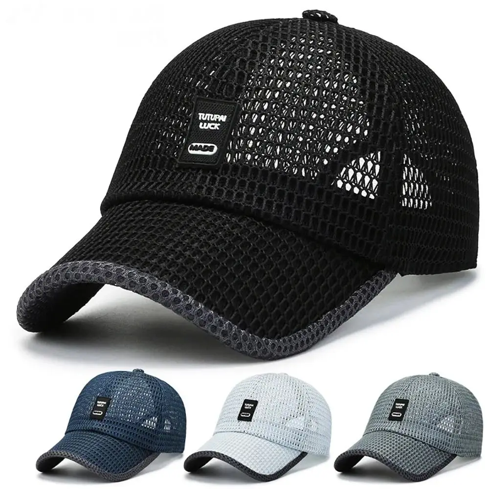 

1Pcs New Mesh Men Hat Large Brim Polyester Baseball Cap Breathable Adjustable Summer Hat Outdoor Sport