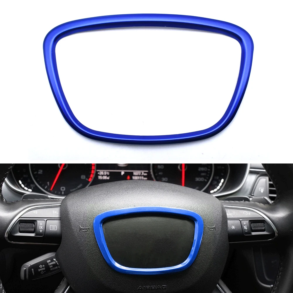 Cubierta de volante de coche para Audi A4, B6, B7, B8, A6, C6, A5, Q7, Q5, A3, A4L, A8L, A6L, pegatinas de marco de logotipo central, accesorios