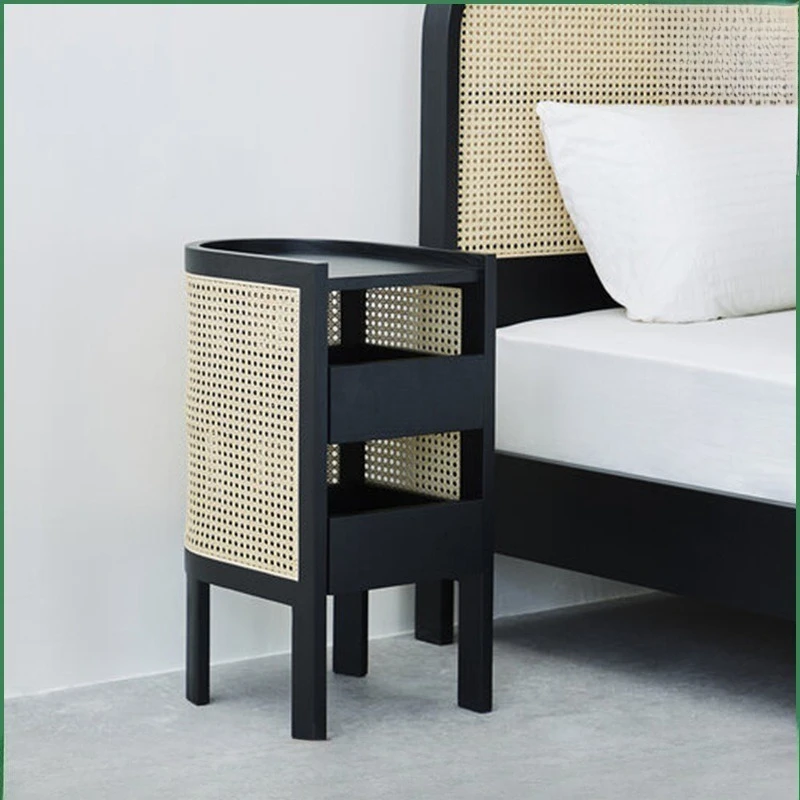 Volledige rotan rand paar massief houten huisstoelen Japans nachtkastje Indonesisch echt rotan weven eenvoudig