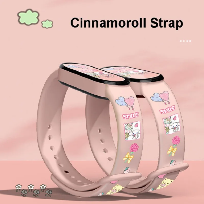 

Cinnamoroll Strap for Xiaomi Mi Band 7 bracelet Sport silicone watch wristband Miband wriststrap For Xiaomi mi band 3 4 5 6 7