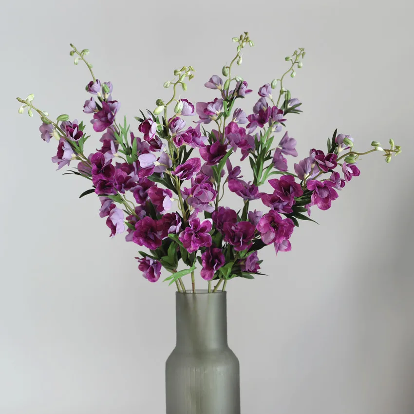 3-teiliges Set 100cm Künstliche Blumen Latex Delphinium Violett Hochzeitsdekoration Saaldekoration Real Touch Blumen Hyazinthe Party Heimdekoration – Detail 7
