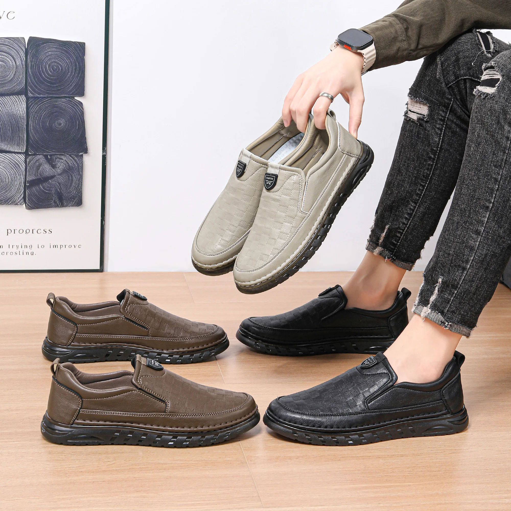 

Новая модная универсальная мужская обувь, подходящая для делового повседневного стиля, удобная и стильная обувь для мужчин.