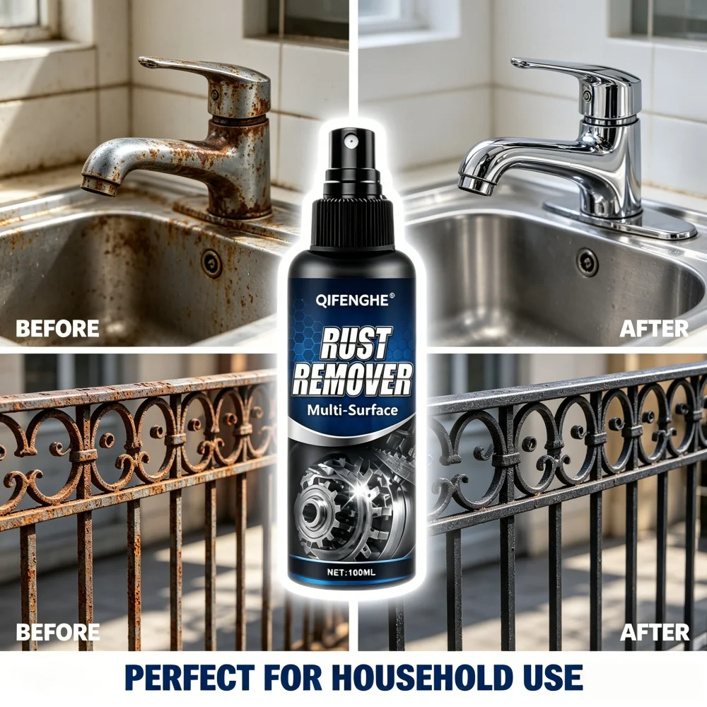 100ml Multi‑Surface Strong Rust Remover Spray, Fast‑Acting Rust Cleaner Safe for Car Metal & Household Surfaces