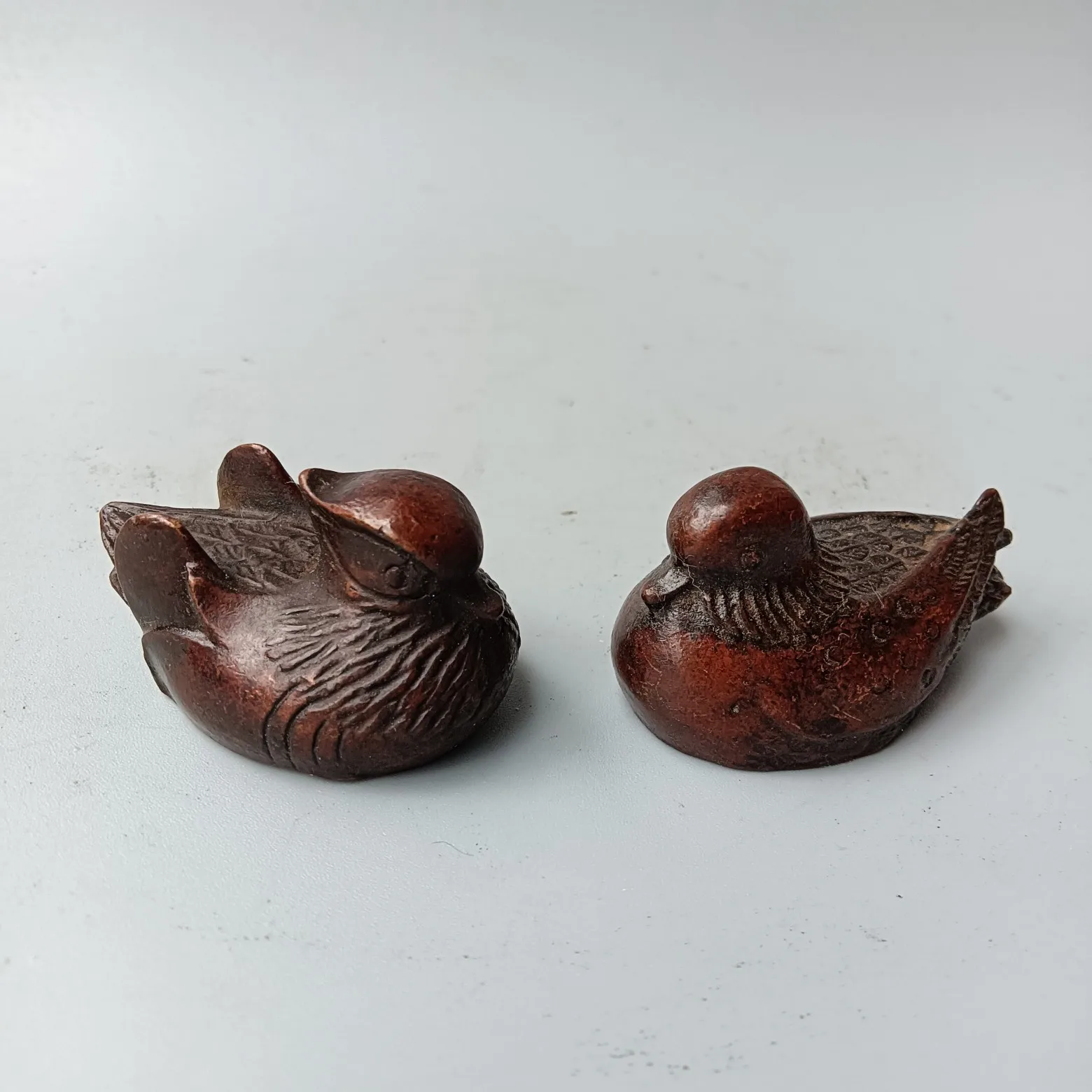 2 Pack Mandarin Duck Statue Metal Duck Sculpture Vintage Decor Bronze Feng Shui Crafts Display Decorations Garden Decor