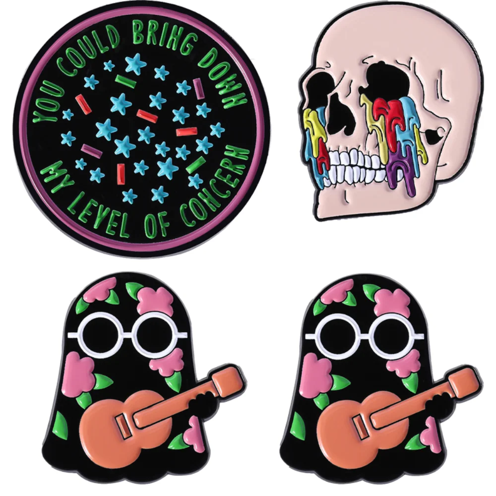 Personalized Colored Skull Brooch Black Ghost Metal Badge Pin Versatile Accessory