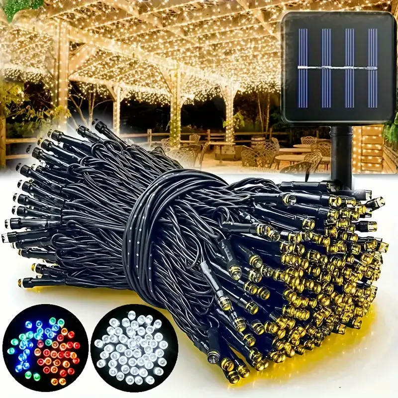 Solar Christmas Lights Solar Powered String Lights Outdoor Waterproof with 8 Modes Christmas Tree Lights for Garden Wedding 837