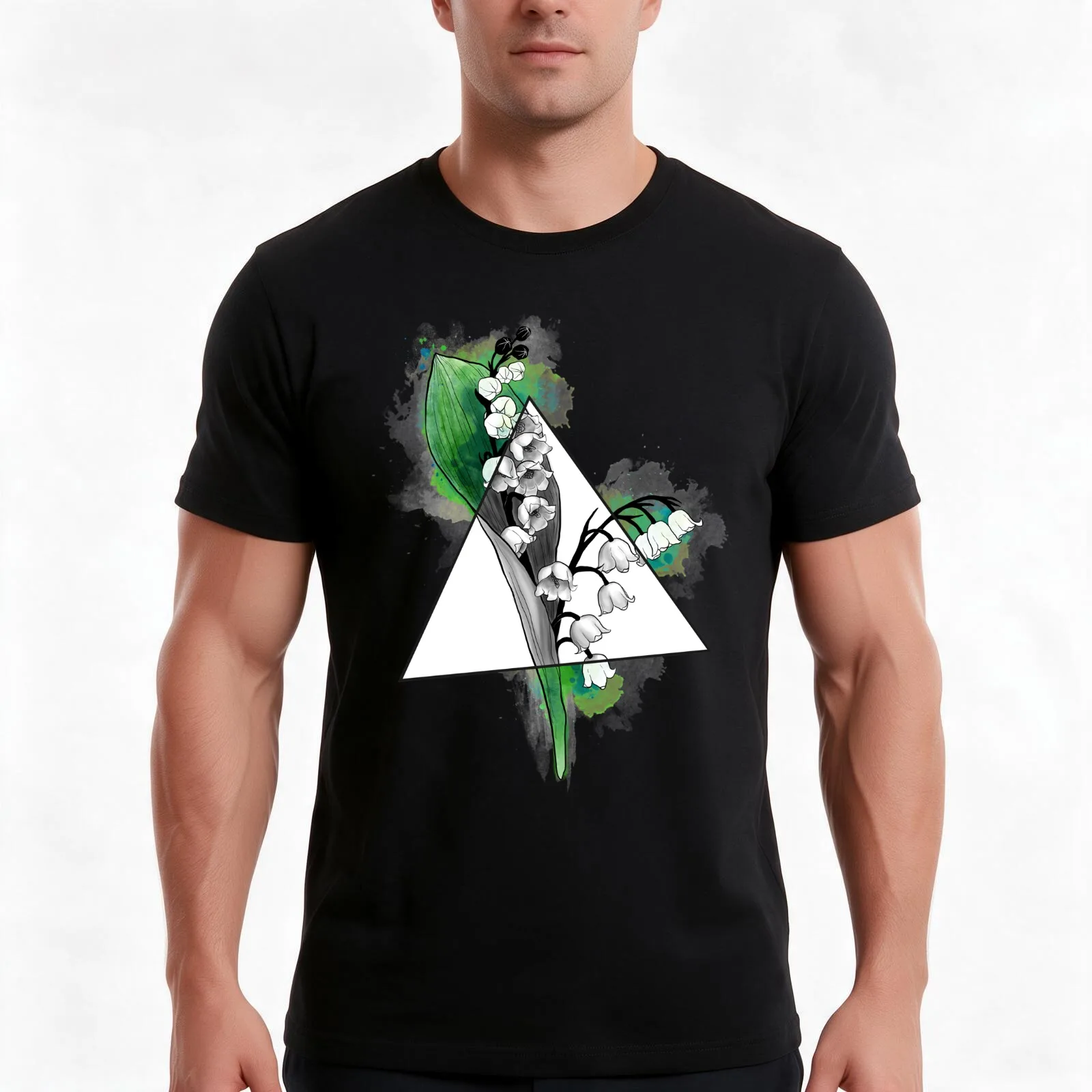 Lily-of-the-valley Prism T-Shirt, Summer Casual Cotton Tee, Oversized Streetwear Tops, Vintage Graphic Print, Unisex Men Women