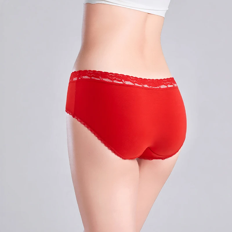 3 шт./компл. женские трусики Good Lucky красное нижнее белье дышащие хлопковые трусы для девочек мягкие трусы со средней талией кружевное женское белье
