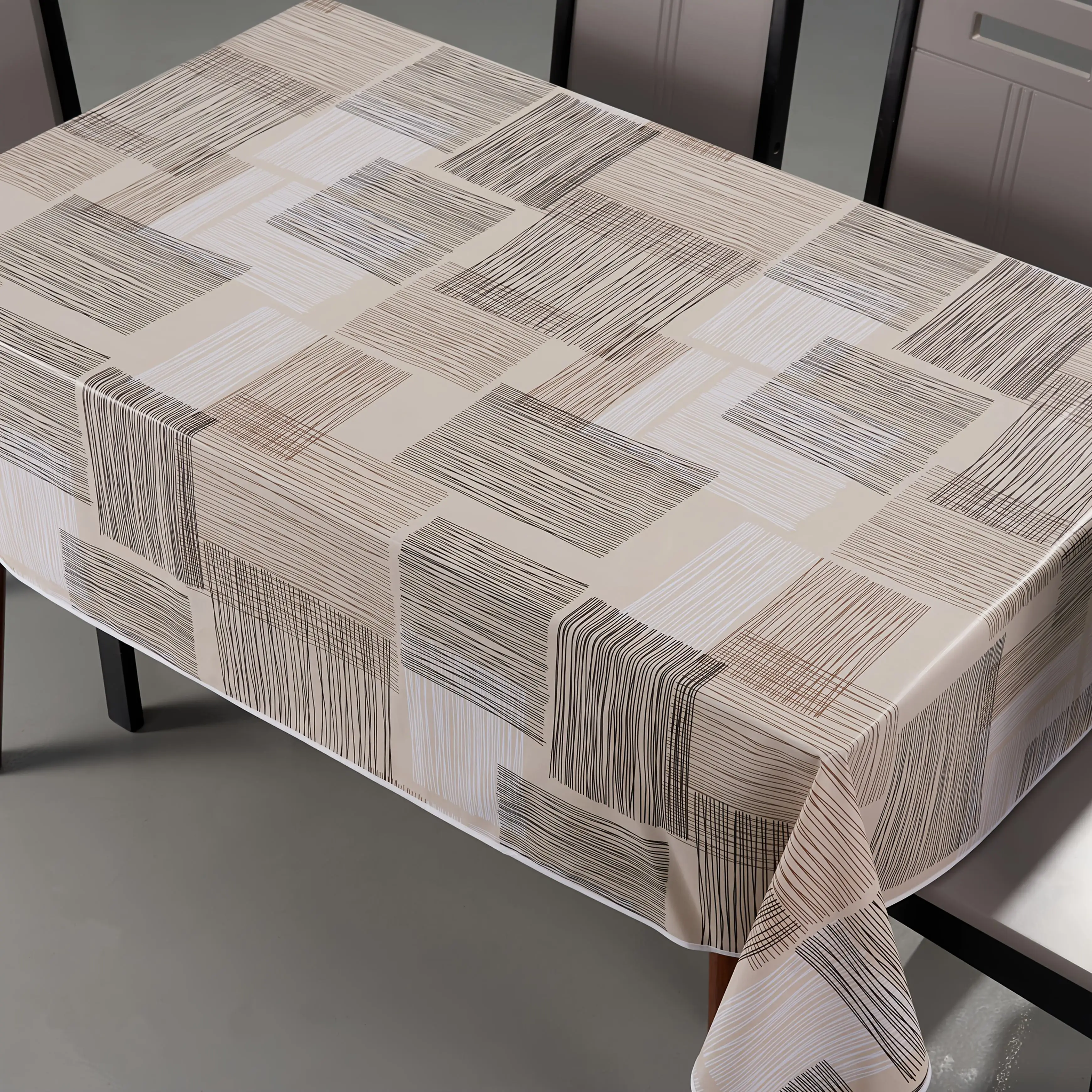 2D Flat Tablecloth 1pc - Simple Geometric Pattern Tablecloth, Abstract Texture Lines, yzb