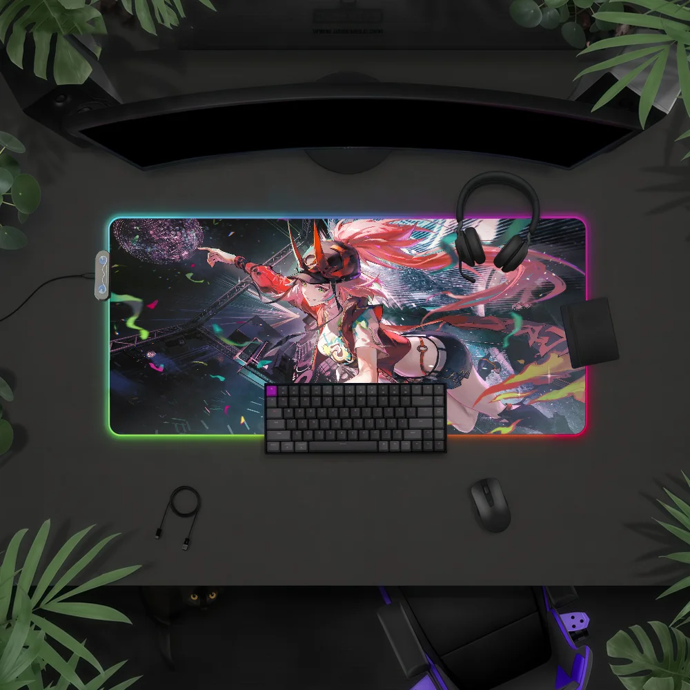 

Game Honkai Star Rail Rappa Mouse Pad RGB LED Light Colorful Game Keyboard Non-slip Cover Desk-mat Surface Waterproof