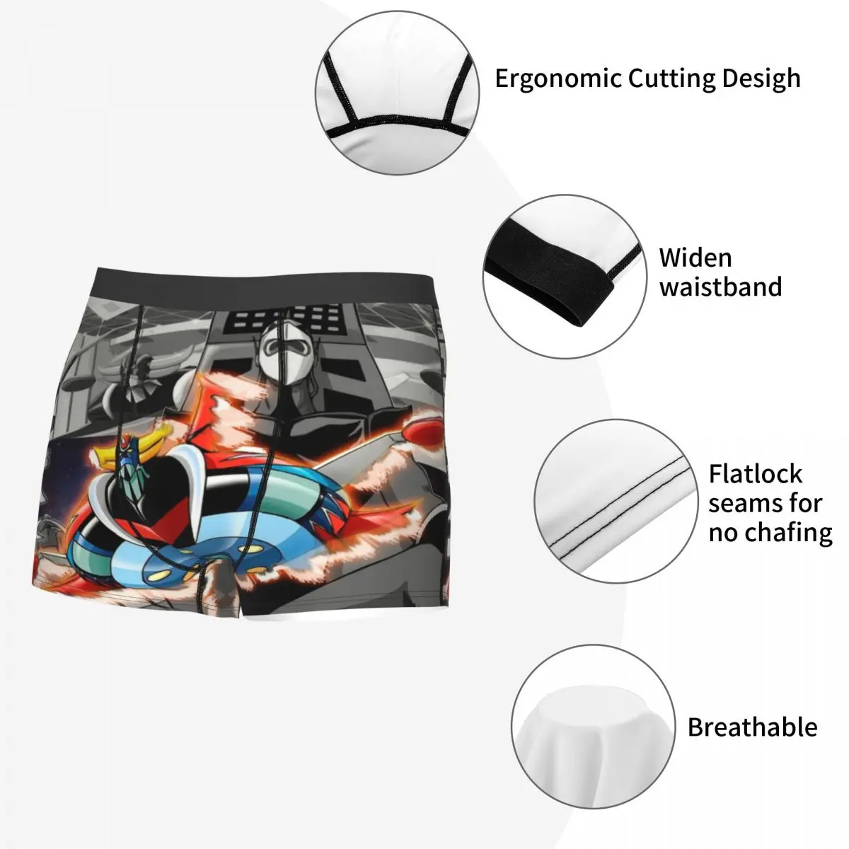 Custom Goldorak Anime Mazinger Z Underwear Men Sexy Print UFO Robot Grendizer Boxer Shorts Panties Briefs Breathbale Underpants