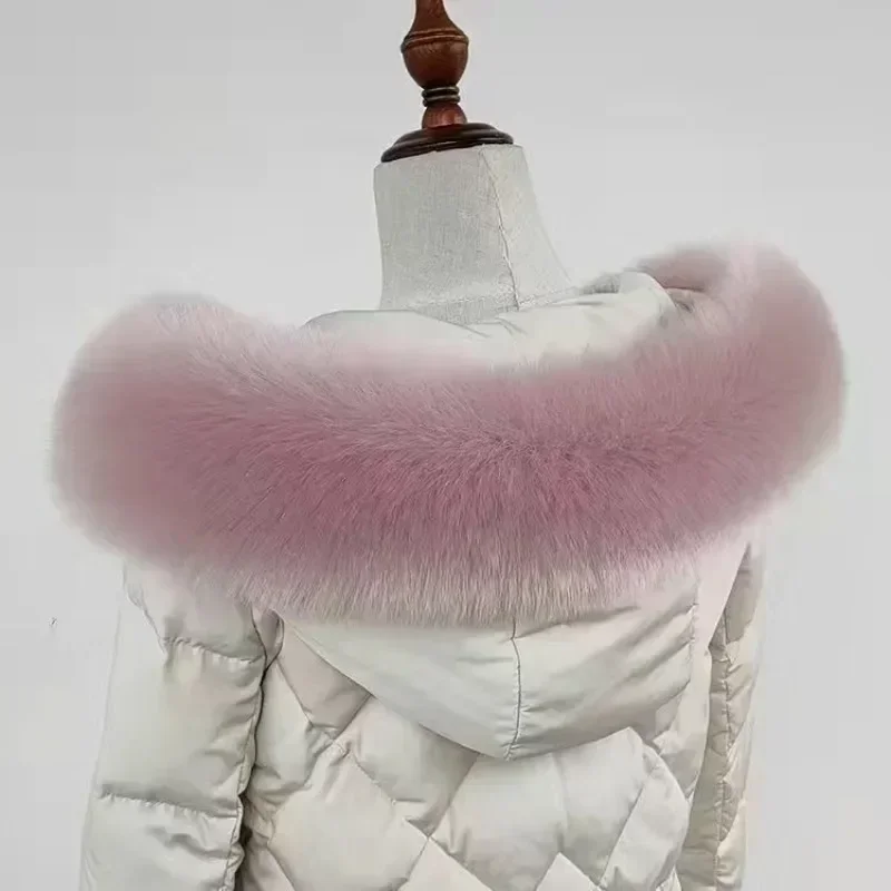 Col Chaud en Fausse Fourrure de Renard pour Femme, Capuche d'Hiver, Garnitures, Décor, Châle, Manteau, Parkaks, Cache-Cou, Écharpe en Fourrure, Écharpes de Luxe, 2024