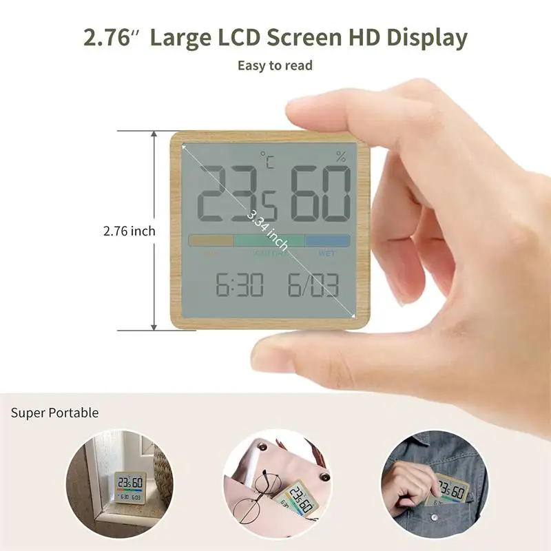 LCD Digital Clock Hygrothermograph Indoor Thermometer Hygrometer Home Office Desktop Table Monitor Temperature Humidity Meter gallery 5