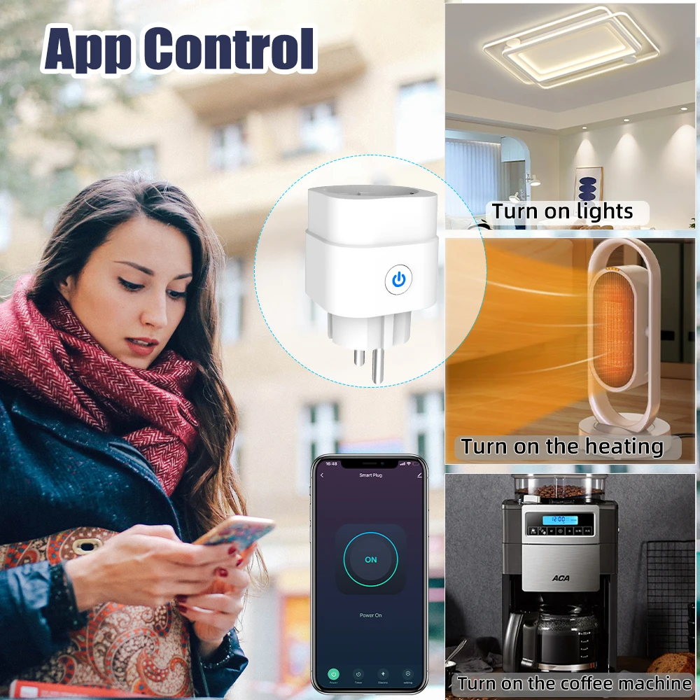 wifi smart socket european plug AI speaker voice control mobile APP remote control electric power metering