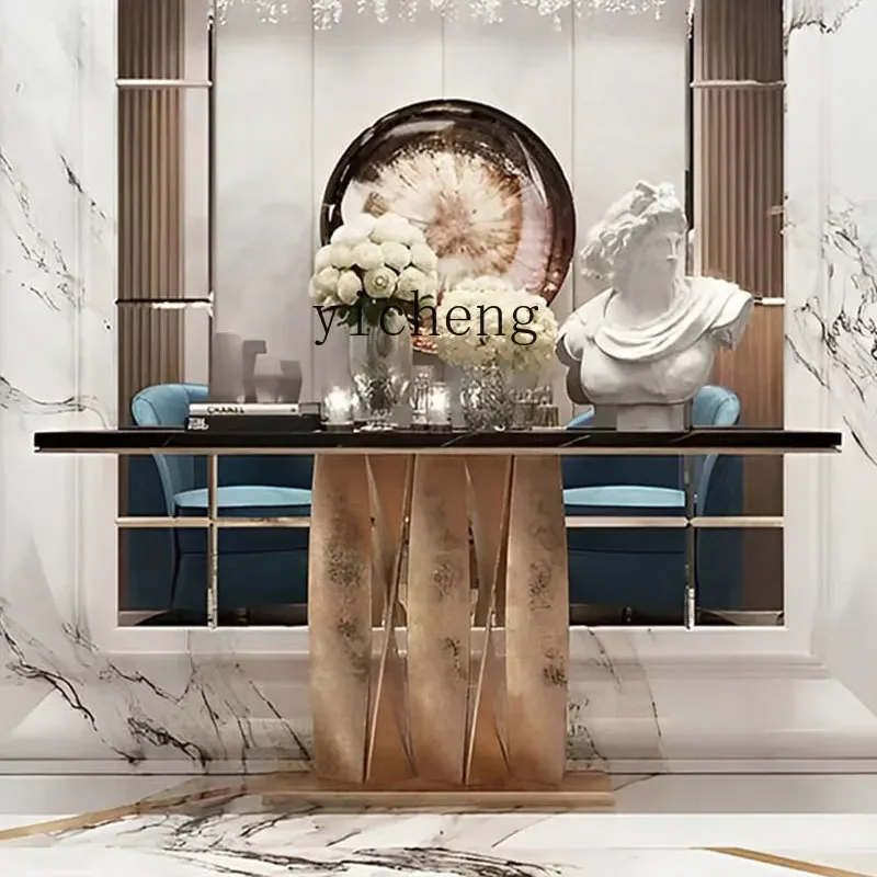 

Light Luxury Stainless Steel Strip Entrance Corridor Wall Strip High-end Modern Marble End View Platform