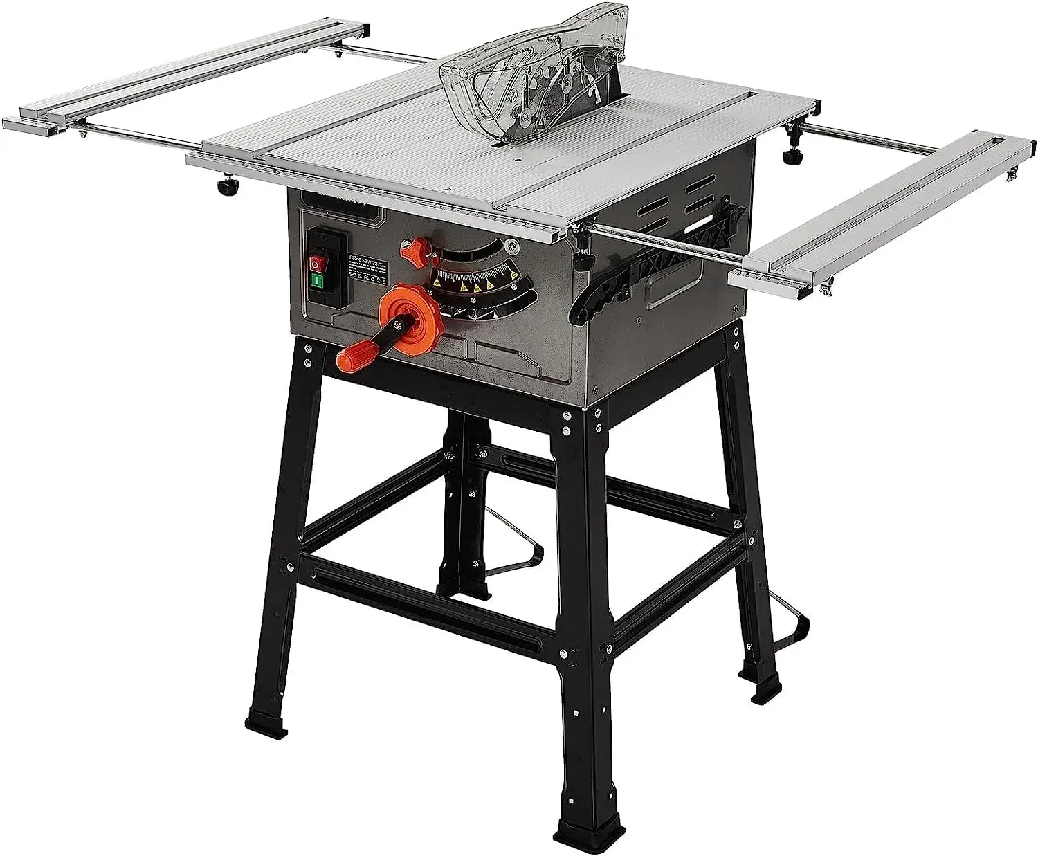 Gravee Table Saw, 10Inch Portable Multifunctional Saw With Metal Stand, Cutting Speed Up To 5000Rpm, 15A Electric Table Saw For