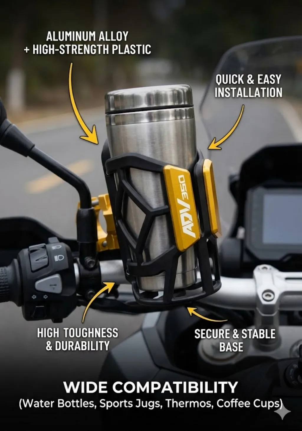 

Для Honda ADV350 ADV 350 adv350 adv-350 ADV-350 2021 2022 2023 2024 Универсальный высококачественный держатель для напитков/воды для мотоцикла