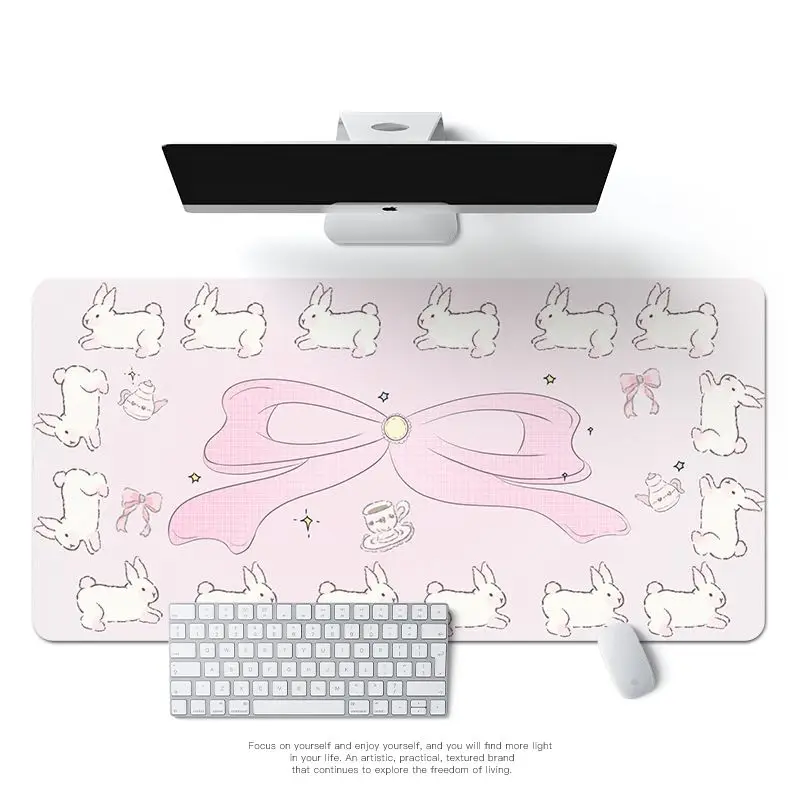 New Cute Pink INS Style Mouse Pads Love Bear Oversized Office Study Desk Pad Leather Waterproof Heatproof Computer Pad Disk Pad