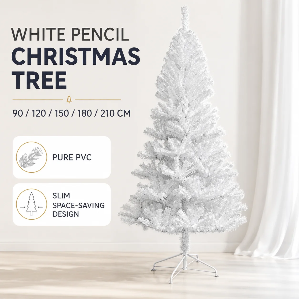 Christmas Tree  PVC Artificial White Indoor and Outdoor Party Decoration with Metal Stand Encryption Xmax Tree 0.9 1.2 1.5 1.8m