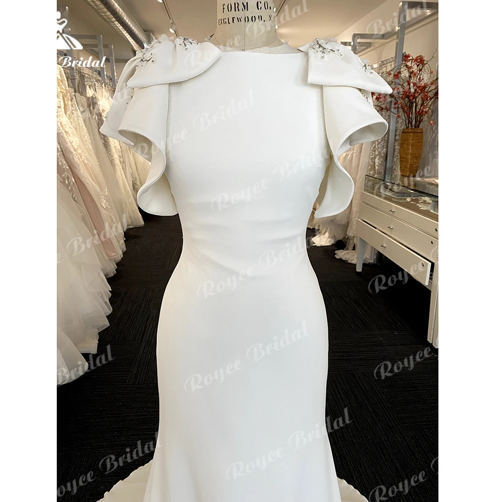 Roycebridal-Robe Sirène en Crêpe Sexy, Tenue de Soirée, Réception de Perles, pour Patients