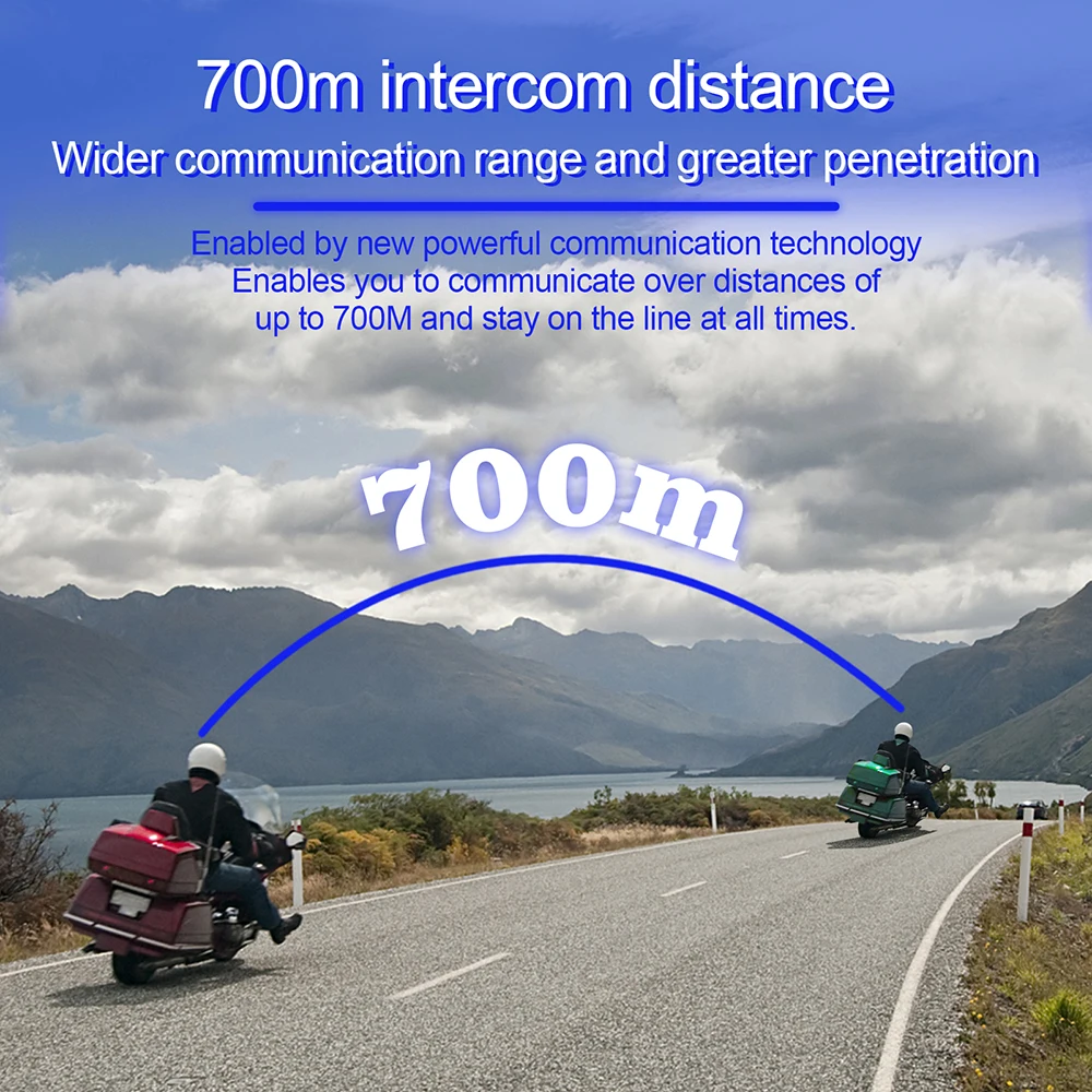 EJEAS V7 Motorcycle Helmet Bluetooth Intercom Distance 700 Meters Bluetooth 5.1 Suitable for 7 Passengers IP65 Waterproof