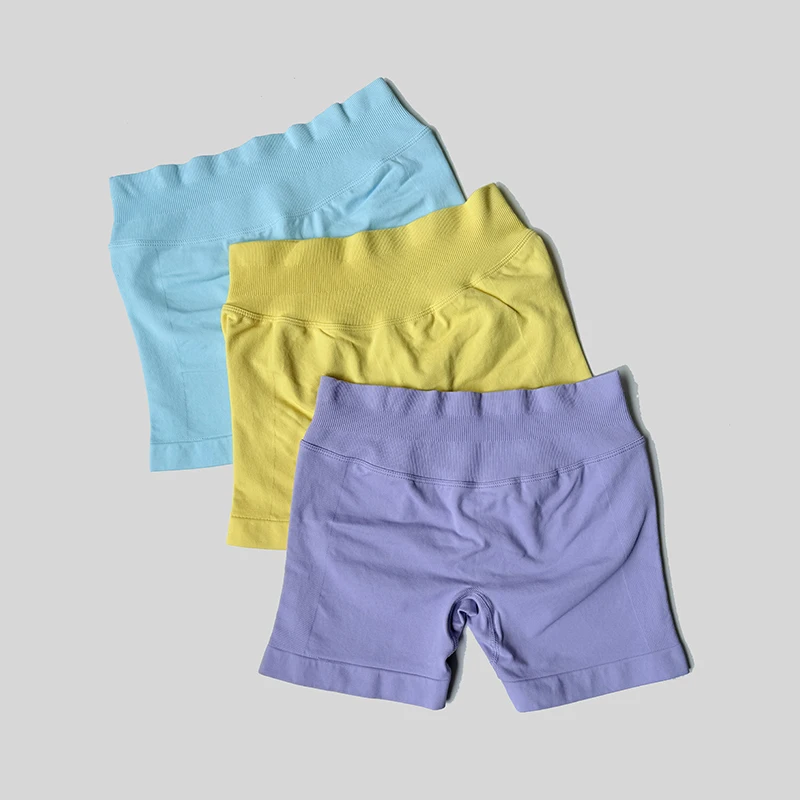 Женские повседневные спортивные шорты, летние тонкие шорты с высокой талией, дышащие короткие брюки для бега с низкой ребристой лентой 4,5 дюйма