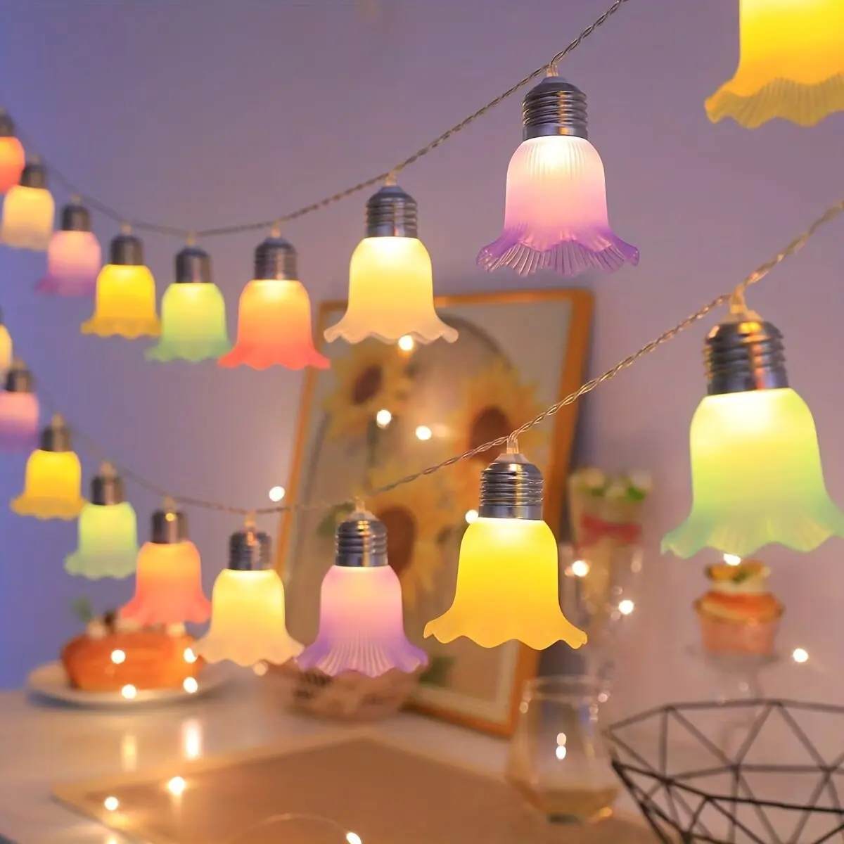 Christmas Ballet Skirt String Lights Indoor Battery Powered Fairy Lamps Valentine'S Day Birthday Parties Xmas Tree Decorations