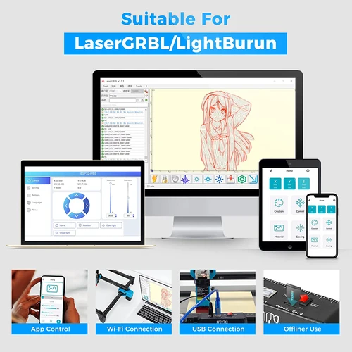Imagen 2 del producto Máquina de grabado láser TwoTrees TTS-10 PRO 40W/80W aplicación Wifi Control grabador láser de Metal máquina cortadora CNC de madera acrílica
