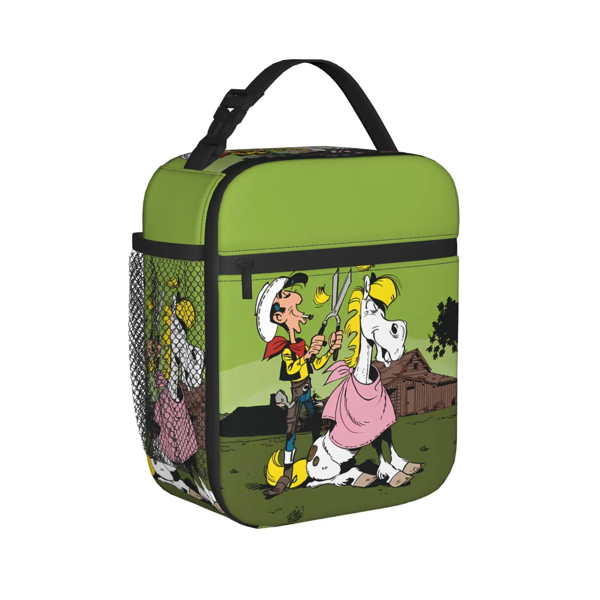 Lucky Luke Cartoon Comics Lunch Bag For Women  Graphic Design Lunch Box Outdoor Picnic Cooler Bag Portable Zipper Tote Handbags